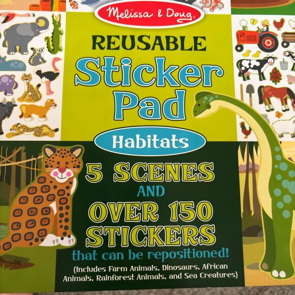 Melissa & Doug Reusable Sticker Pad HABITATS 5 Scenes & Over 150 Stickers - Picture 2 of 8